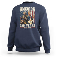 250 Years America Anniversary Sweatshirt Vintage President Playing Guitar 4th of July