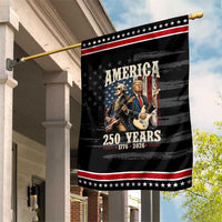 250 Years America Anniversary Patriotic Garden Flag Vintage President Playing Guitar 4th of July