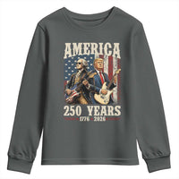250 Years America Anniversary Youth Sweatshirt Vintage President Playing Guitar 4th of July