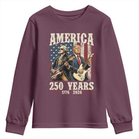 250 Years America Anniversary Youth Sweatshirt Vintage President Playing Guitar 4th of July