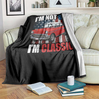I'm Not Old I'm Classic Throw Blanket American Classic Collector Car US Flag