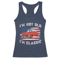 I'm Not Old I'm Classic Racerback Tank Top Vintage 1957 Hot Rod Silhouette Patriotic American Flag