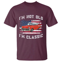 I'm Not Old I'm Classic T Shirt Vintage 1957 Hot Rod Silhouette Patriotic American Flag