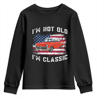 I'm Not Old I'm Classic Youth Sweatshirt Vintage 1957 Hot Rod Silhouette Patriotic American Flag