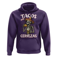 Tacos and Cervezas Hoodie Funny Skeleton Drinking Beer Lovers - Wonder Print Shop