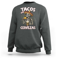 Tacos and Cervezas Sweatshirt Funny Skeleton Drinking Beer Lovers - Wonder Print Shop