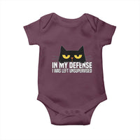 Sarcastic Black Cat Baby Onesie In My Defense I Was Left Unsupervised - Wonder Print Shop