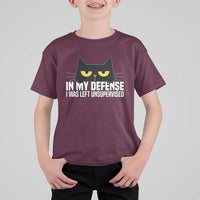 Sarcastic Black Cat T Shirt For Kid In My Defense I Was Left Unsupervised - Wonder Print Shop