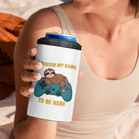 I Paused My Game To Be Here 4 in 1 Can Cooler Tumbler Funny Sloth Gamer Video Games