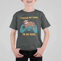 I Paused My Game To Be Here T Shirt For Kid Funny Sloth Gamer Video Games - Wonder Print Shop
