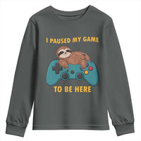 I Paused My Game To Be Here Youth Sweatshirt Funny Sloth Gamer Video Games - Wonder Print Shop