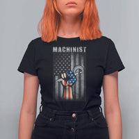 Machinist Patriotic US Flag T Shirt For Women - Wonder Print Shop