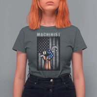 Machinist Patriotic US Flag T Shirt For Women - Wonder Print Shop