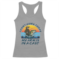 Funny Skeleton Camo Fishing Racerback Tank Top I Can Not Work Today My Arm Is In A Cast - Wonder Print Shop