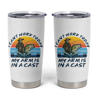 Funny Skeleton Camo Fishing Tumbler Cup I Can Not Work Today My Arm Is In A Cast - Wonder Print Shop