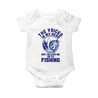 Funny Fisherman Baby Onesie The Voices In My Head Are Telling Me To Go Fishing - Wonder Print Shop