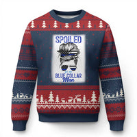 Blue Collar Wife Life Messy Bun Ugly Christmas Sweater - Wonder Print Shop