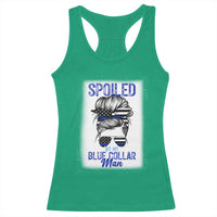 Blue Collar Wife Life Messy Bun Racerback Tank Top - Wonder Print Shop