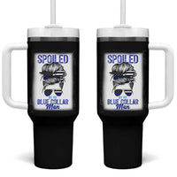 Blue Collar Wife Life Messy Bun Tumbler With Handle - Wonder Print Shop