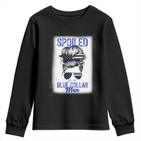Blue Collar Wife Life Messy Bun Youth Sweatshirt - Wonder Print Shop