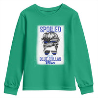 Blue Collar Wife Life Messy Bun Youth Sweatshirt - Wonder Print Shop