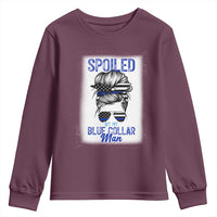 Blue Collar Wife Life Messy Bun Youth Sweatshirt - Wonder Print Shop
