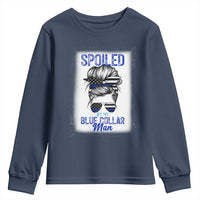 Blue Collar Wife Life Messy Bun Youth Sweatshirt - Wonder Print Shop