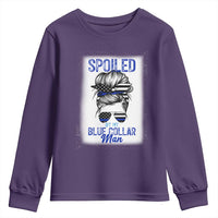 Blue Collar Wife Life Messy Bun Youth Sweatshirt - Wonder Print Shop