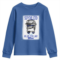 Blue Collar Wife Life Messy Bun Youth Sweatshirt - Wonder Print Shop