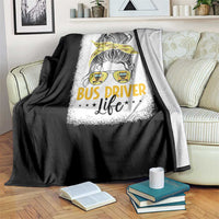 Messy Bun School Bus Driver Life Throw Blanket - Wonder Print Shop