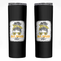 Messy Bun School Bus Driver Life Skinny Tumbler - Wonder Print Shop