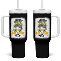 Messy Bun School Bus Driver Life Tumbler With Handle - Wonder Print Shop