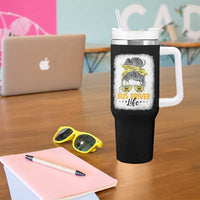 Messy Bun School Bus Driver Life Tumbler With Handle - Wonder Print Shop