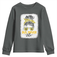 Messy Bun School Bus Driver Life Youth Sweatshirt - Wonder Print Shop