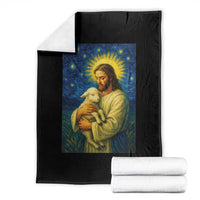 Jesus Christian Throw Blanket Hug Lamb Starry Night Van Gogh - Wonder Print Shop
