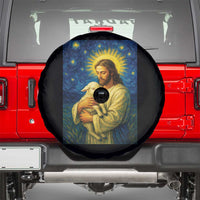 Jesus Christian Spare Tire Cover Hug Lamb Starry Night Van Gogh - Wonder Print Shop