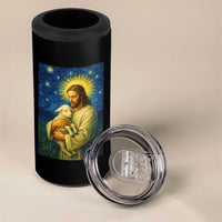 Jesus Christian 4 in 1 Can Cooler Tumbler Hug Lamb Starry Night Van Gogh - Wonder Print Shop