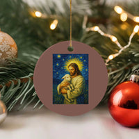 Jesus Christian Ceramic Ornament Hug Lamb Starry Night Van Gogh - Wonder Print Shop