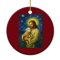 Jesus Christian Ceramic Ornament Hug Lamb Starry Night Van Gogh - Wonder Print Shop