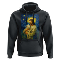 Jesus Christian Hoodie Hug Lamb Starry Night Van Gogh - Wonder Print Shop