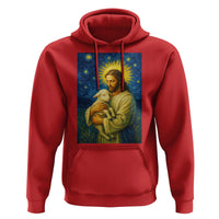 Jesus Christian Hoodie Hug Lamb Starry Night Van Gogh - Wonder Print Shop