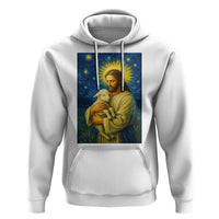 Jesus Christian Hoodie Hug Lamb Starry Night Van Gogh - Wonder Print Shop