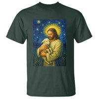 Jesus Christian T Shirt Hug Lamb Starry Night Van Gogh - Wonder Print Shop