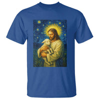 Jesus Christian T Shirt Hug Lamb Starry Night Van Gogh - Wonder Print Shop