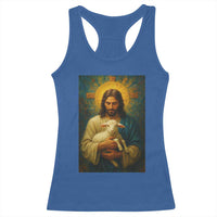Jesus Christian Racerback Tank Top Hug Lamb Faith Easter - Wonder Print Shop