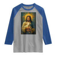 Jesus Christian Raglan Shirt Hug Lamb Faith Easter - Wonder Print Shop