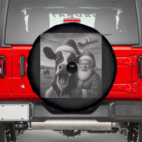 Funny Santa Selfie with Cow Christmas Spare Tire Cover - Wonder Print Shop