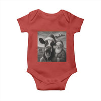 Funny Santa Selfie with Cow Christmas Baby Onesie - Wonder Print Shop
