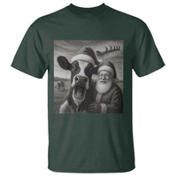 Funny Santa Selfie with Cow Christmas T Shirt - Wonder Print Shop