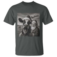 Funny Santa Selfie with Cow Christmas T Shirt - Wonder Print Shop